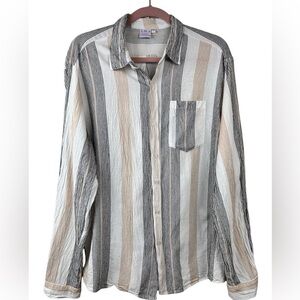 IMA cotton striped long sleeve button up shirt, XL, gauzy Vacation Resortwear